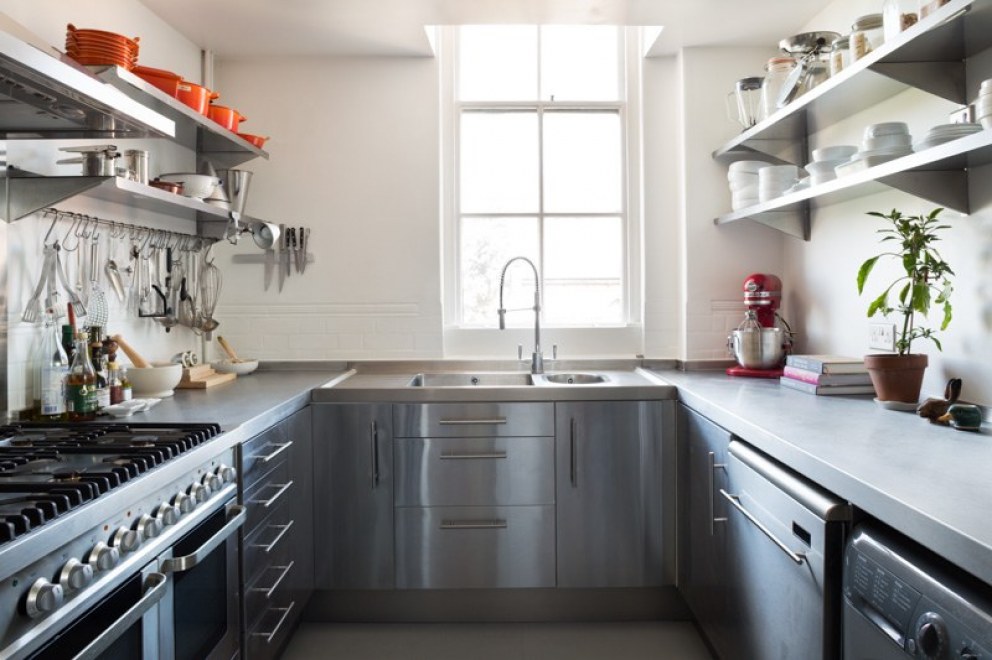 Converted School, East London | Stainless Steel Kitchen | Interior Designers